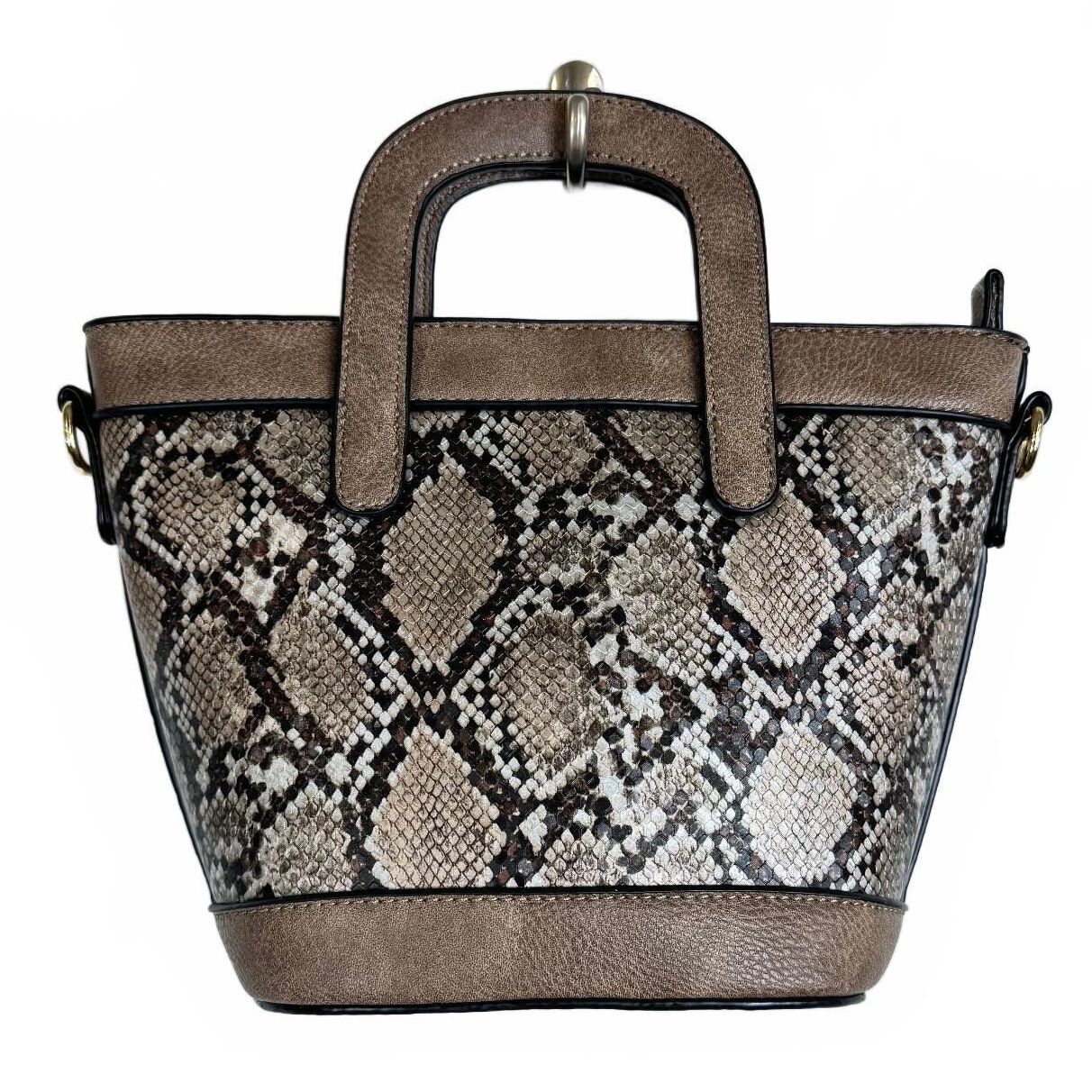 Brown Snakeskin Handbag Gold Hardware