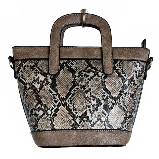 Brown Snakeskin Handbag Gold Hardware