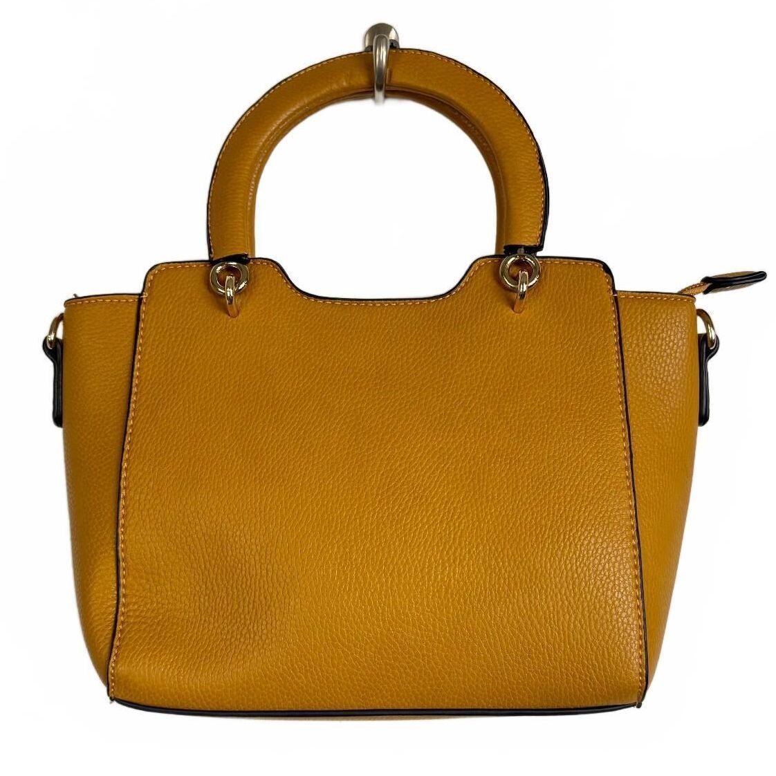 Mustard yellow handbag gold hardware