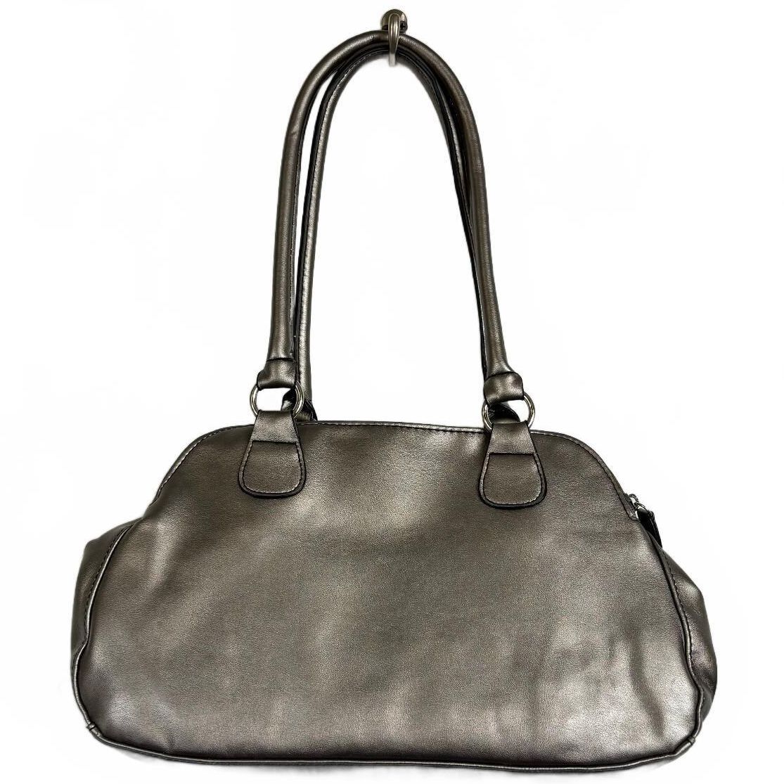 Metallic Gray shoulder bag silver hardware