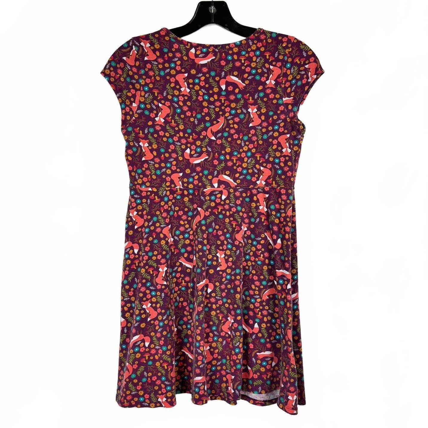 Wonder Nation Burgendy Short Sleeve Knee-Length Dress Girl's Size XL