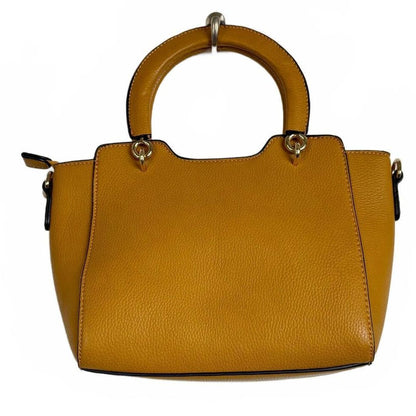 Mustard yellow handbag gold hardware