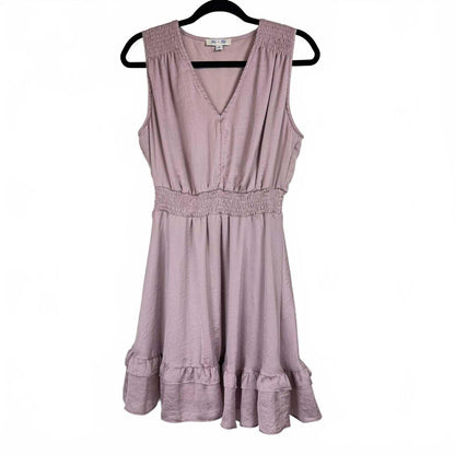 She + Sky Pink Sleeveless V-Neck Knee-Length Dress Women's Size Medium