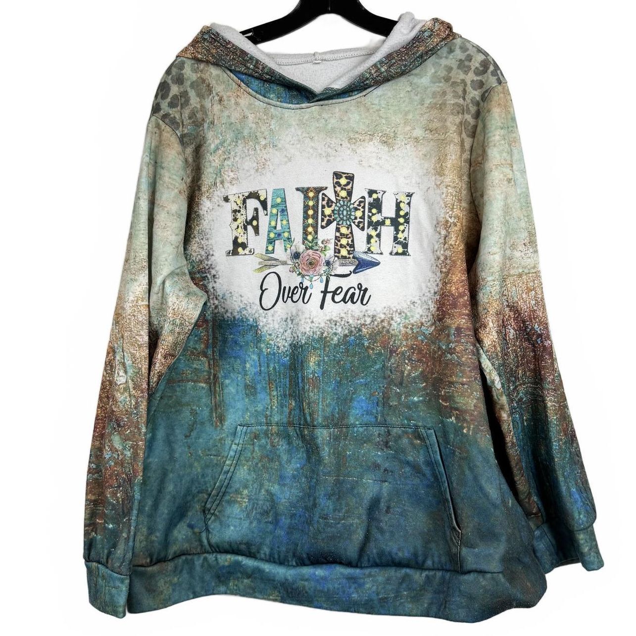 Shein Green and Blue Long Sleeve Hoodie Women's Size 3XL
