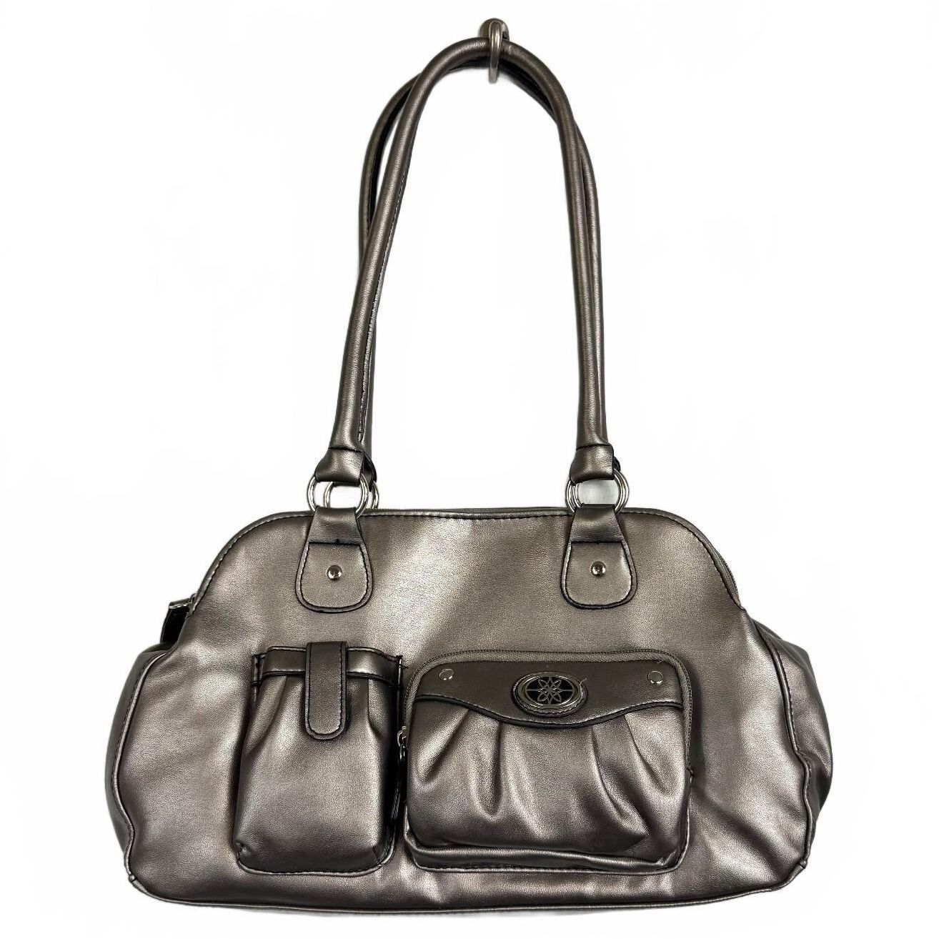 Metallic Gray shoulder bag silver hardware