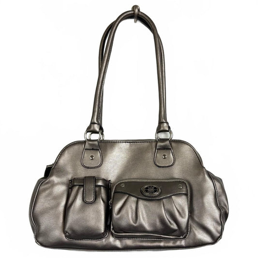 Metallic Gray shoulder bag silver hardware