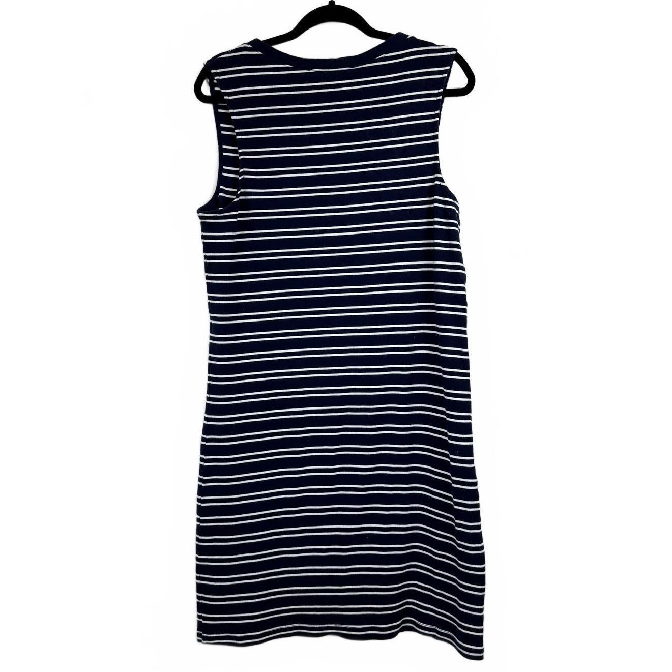 DIP Navy Blue and White Sleeveless Knee-Length Dress Women's XL