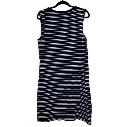DIP Navy Blue and White Sleeveless Knee-Length Dress Women's XL