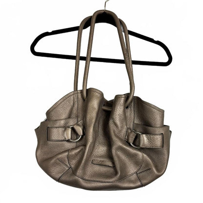 Vintage Cole Haan Metallic Taupe Bucket bag silver hardware