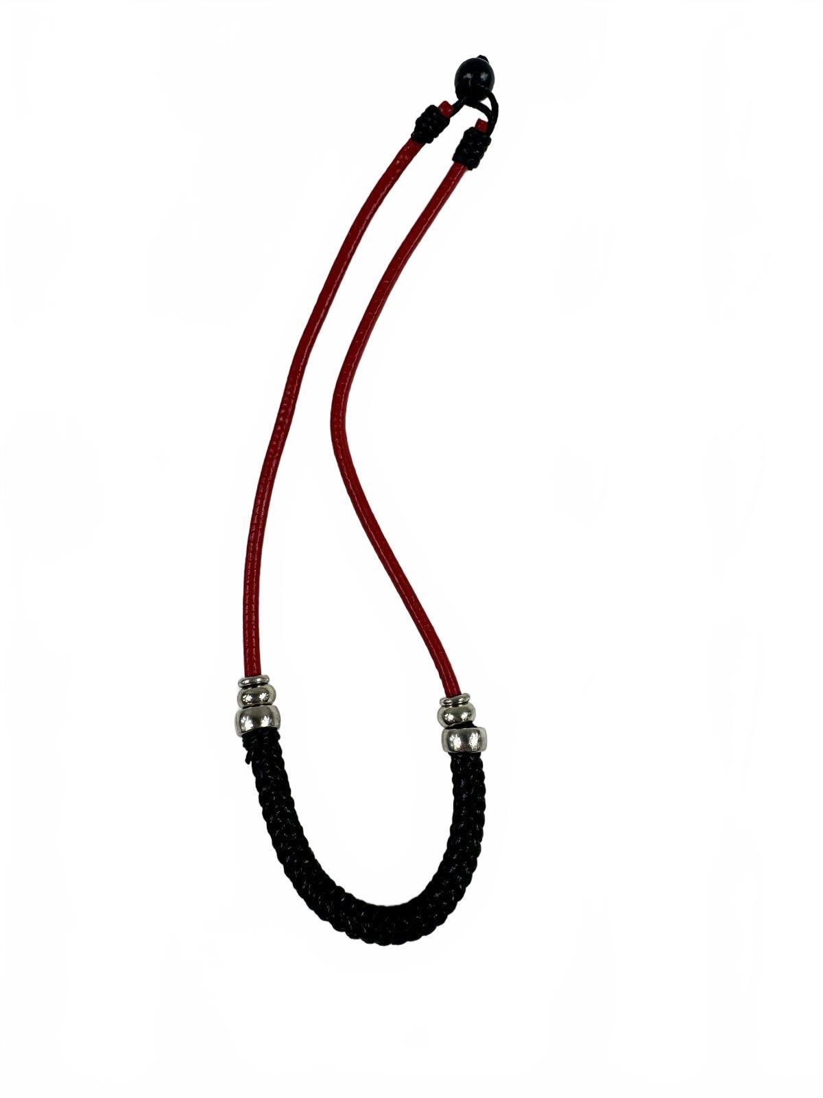 Fashion Jewelry Faux Leather Red Cord with Black Braided Cord Women's Necklace