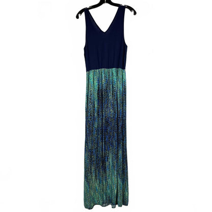 Faded Glory Blue and Green Sleeveless Maxi Dress Women's Size Large