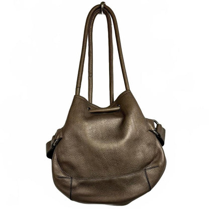 Vintage Cole Haan Metallic Taupe Bucket bag silver hardware