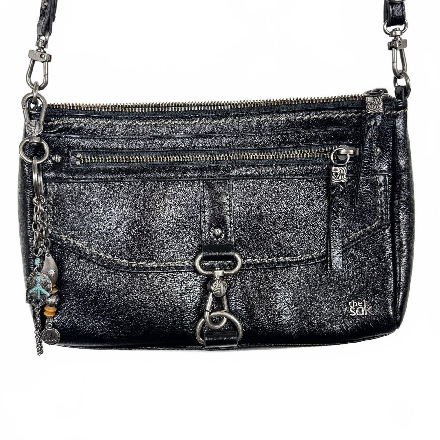 The Sak Black Silver hardware crossbody bag