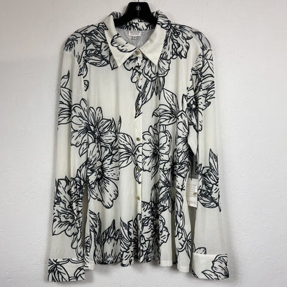 Jaclyn Smith Cream Long Sleeve Button Up Blouse Women's Size XL