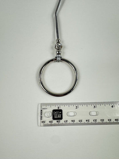 Fashion Jewelry Silver Toned Beads & Hoop On Faux Leather Cord Women's Necklace