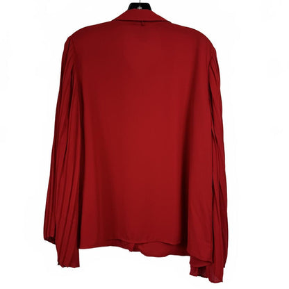 Worthington Red Long Sleeve Button Up Blouse Women Size XL