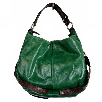 TANO Green and Brown leather bag Silver hardware