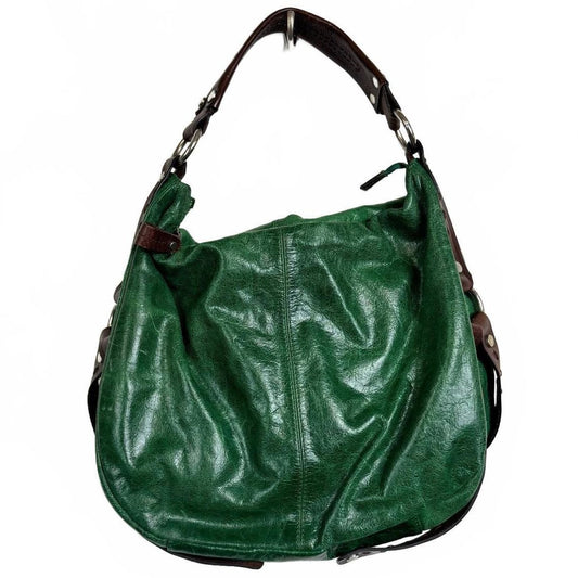TANO Green and Brown leather bag Silver hardware