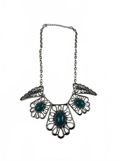 Fashion Jewelry Silver & Turquoise Toned Women's Necklace