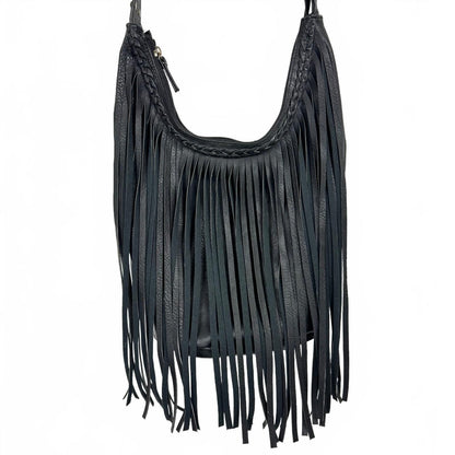 Arizona Black fringe crossbody copper hardware