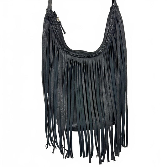Arizona Black fringe crossbody copper hardware