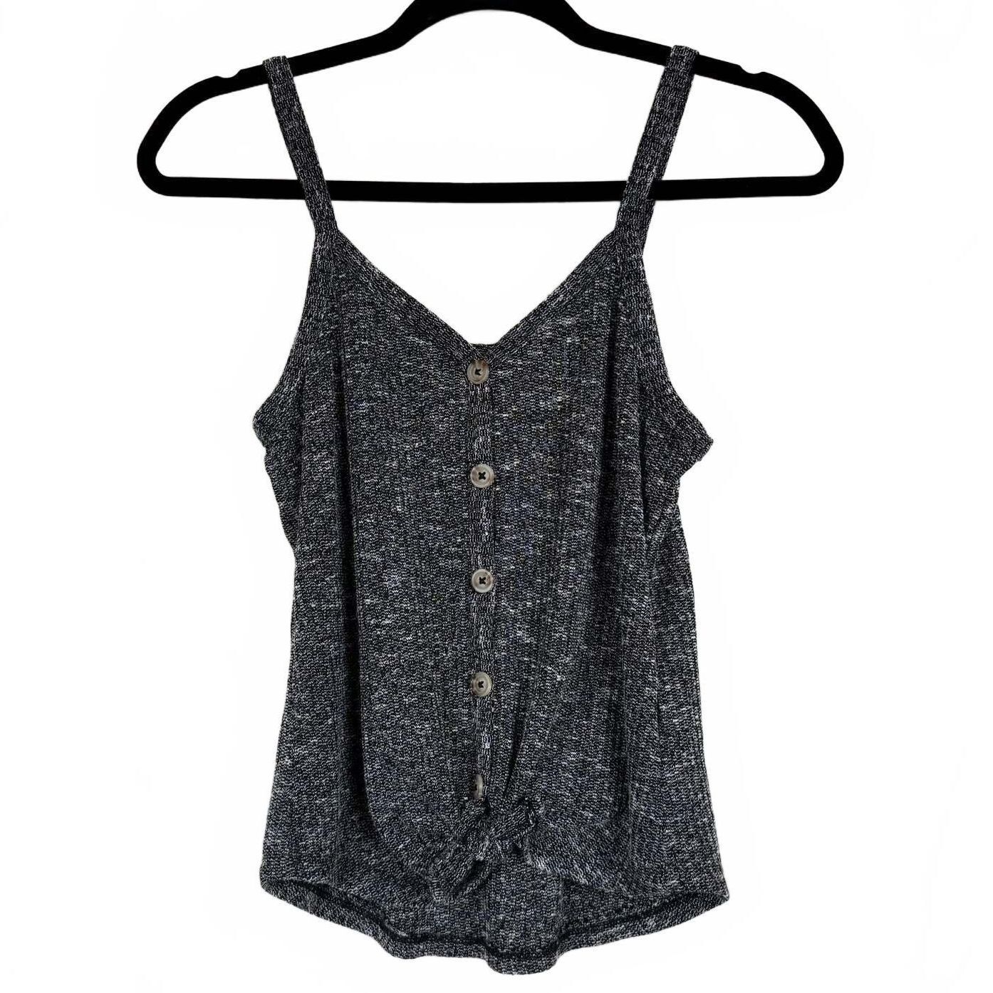 No Boundaries Gray Button Up Sleeveless Blouse Women's Size Small
