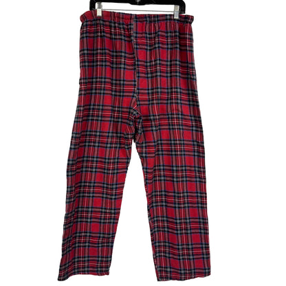 Plaid Flannel Pajama Lounge Pants Red Black Elastic Drawstring Men's XL - Image 1
