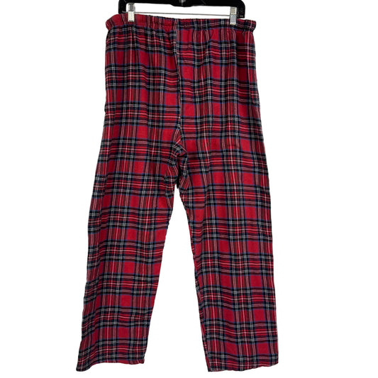 Plaid Flannel Pajama Lounge Pants Red Black Elastic Drawstring Men's XL - Image 1