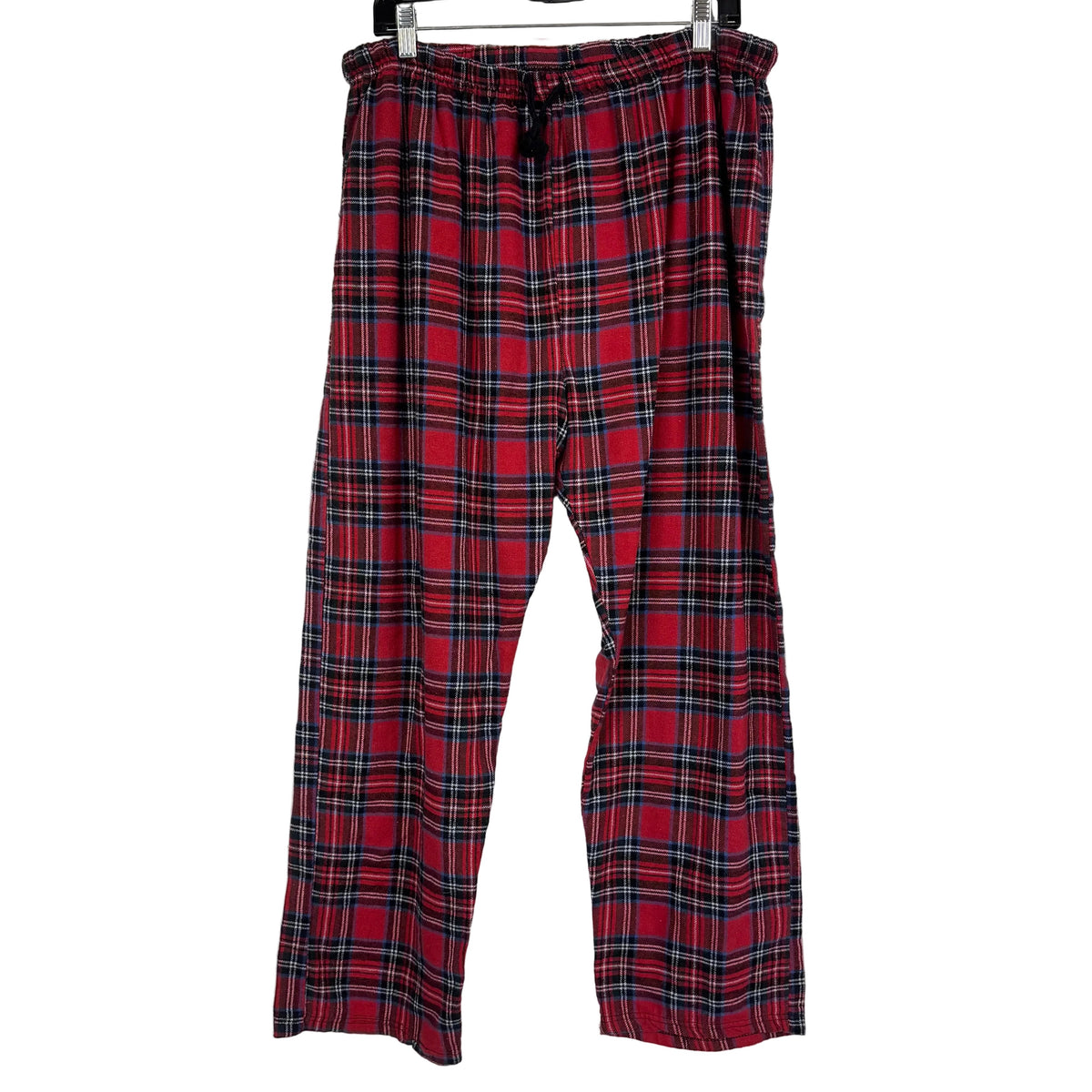 Plaid Flannel Pajama Lounge Pants Red Black Elastic Drawstring Men's XL - Image 2