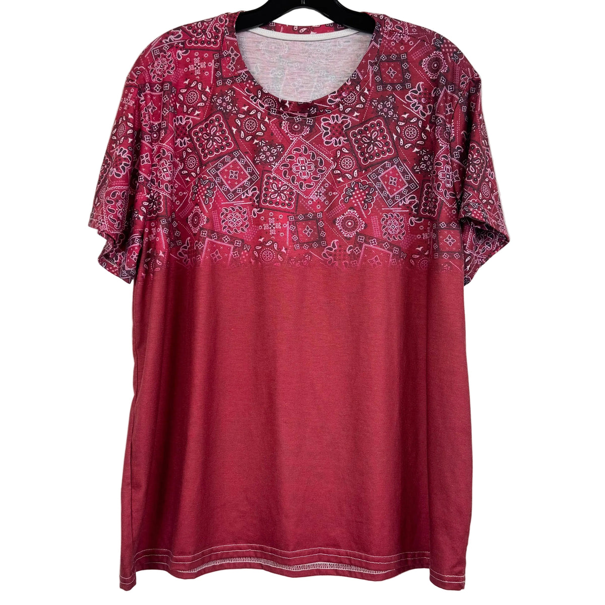 Red Ombre Bandana Print Women's T-Shirt 2XL - Image 1