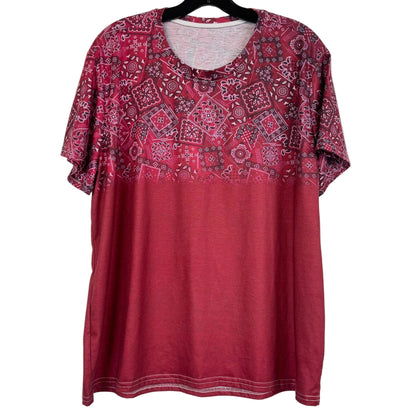 Red Ombre Bandana Print Women's T-Shirt 2XL - Image 1