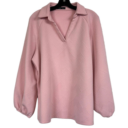 Shein Loungewear Set L Pink Textured Long Sleeve - Image 2