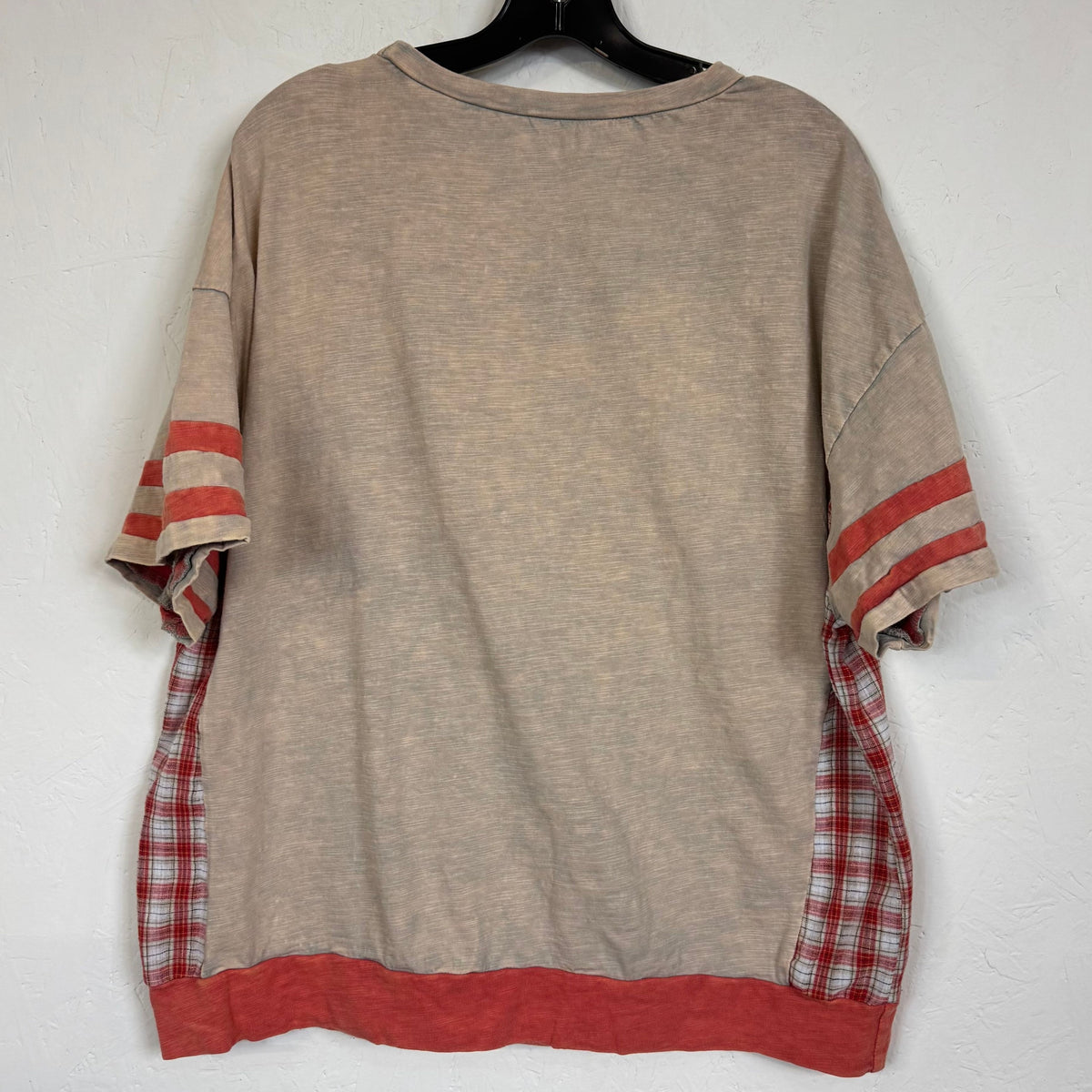 SHEIN Bohemela BOHO Beige Orange Plaid Patchwork Star Top Size Large - Image 2