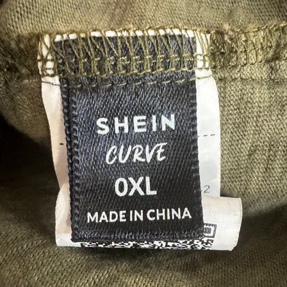 SHEIN Curve Women's Olive Green Colorblock Loose Fit Round Neck Shirt Size 0XL - Image 3