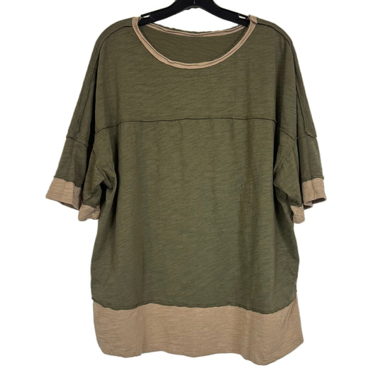 SHEIN Curve Women's Olive Green Colorblock Loose Fit Round Neck Shirt Size 0XL - Image 1