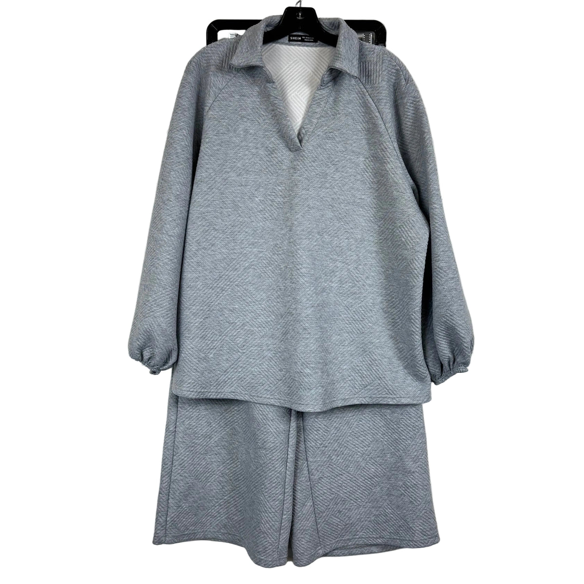 SHEIN Gray Quilted Long-Sleeve Loungewear Set Size L - Image 1