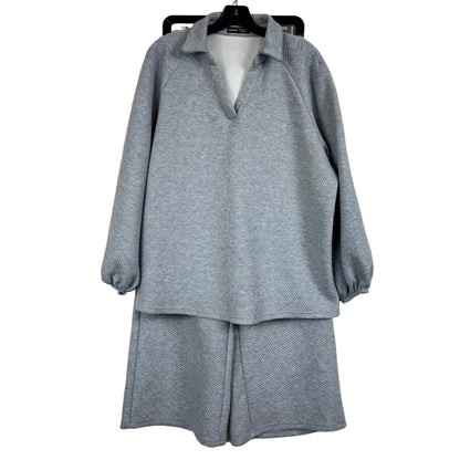 SHEIN Gray Quilted Long-Sleeve Loungewear Set Size L - Image 1