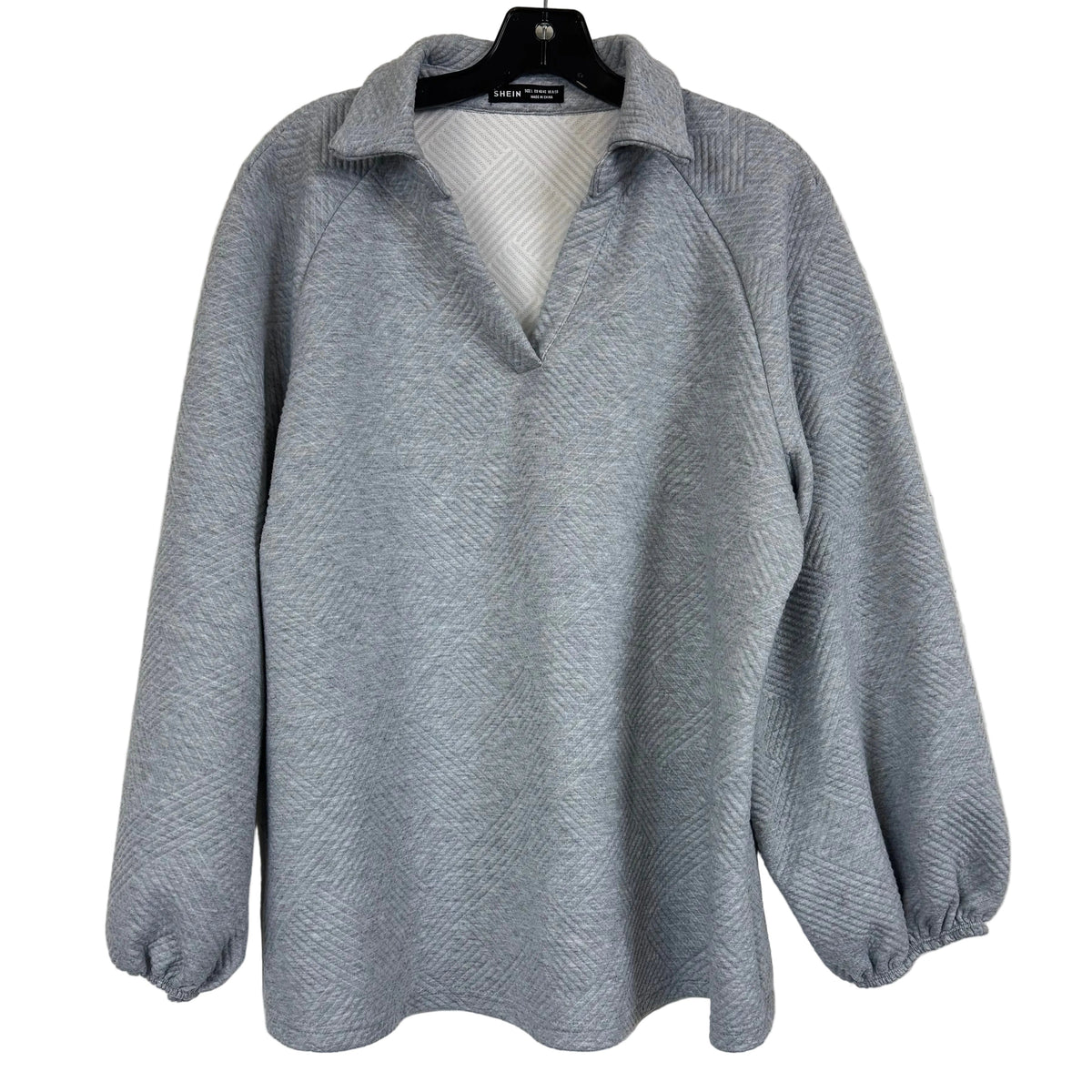 SHEIN Gray Quilted Long-Sleeve Loungewear Set Size L - Image 2