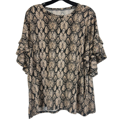 Women's Snake Print Ruffle Sleeve Blouse Size XXL - Image 1