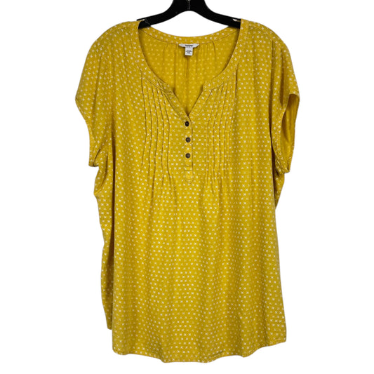 Sonoma Goods For Life Yellow Printed V-neck XXL Rayon Blouse - Image 1