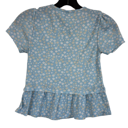 Star Ride Girls Blue Floral Peplum Blouse Medium - Image 2