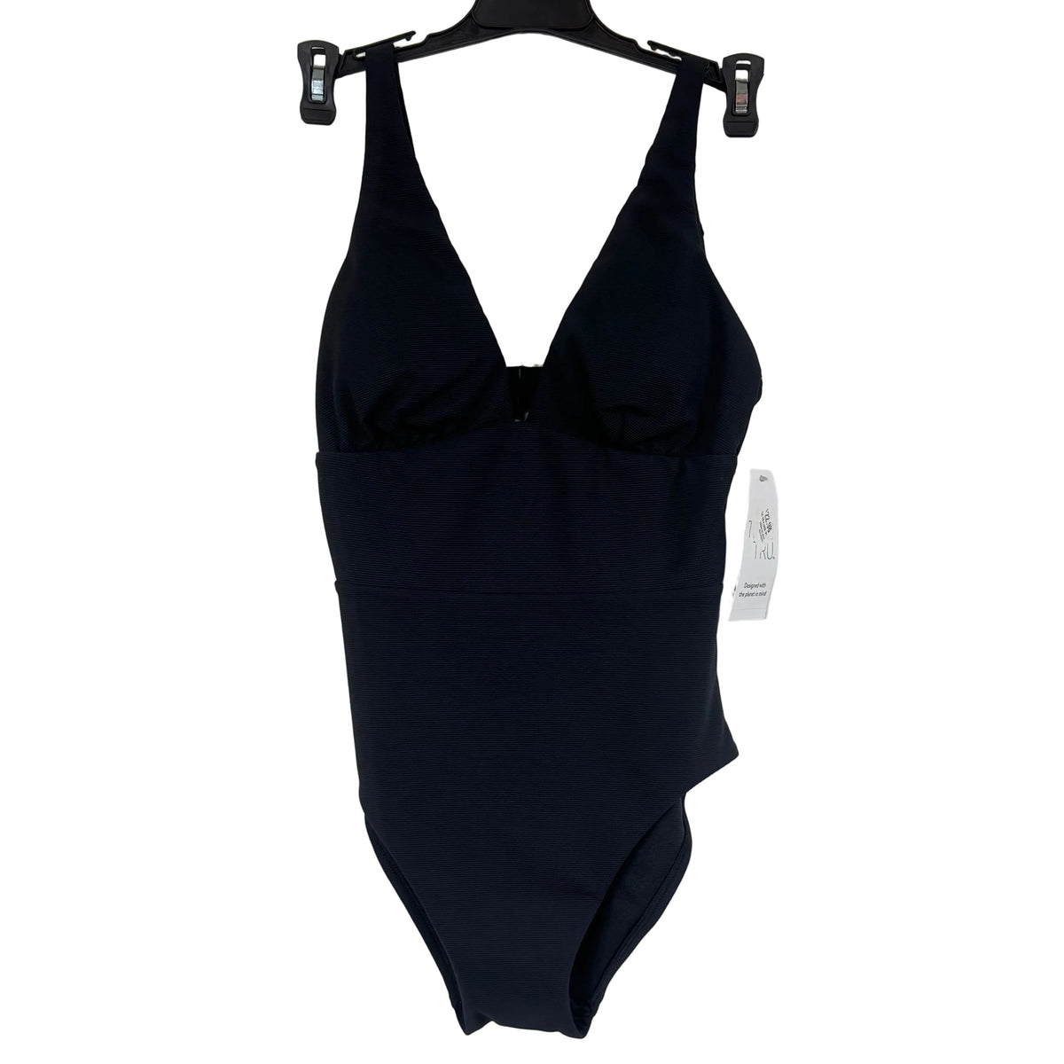 Time and Tru Women's Black Ribbed One-Piece Swimsuit Size XS - Image 1