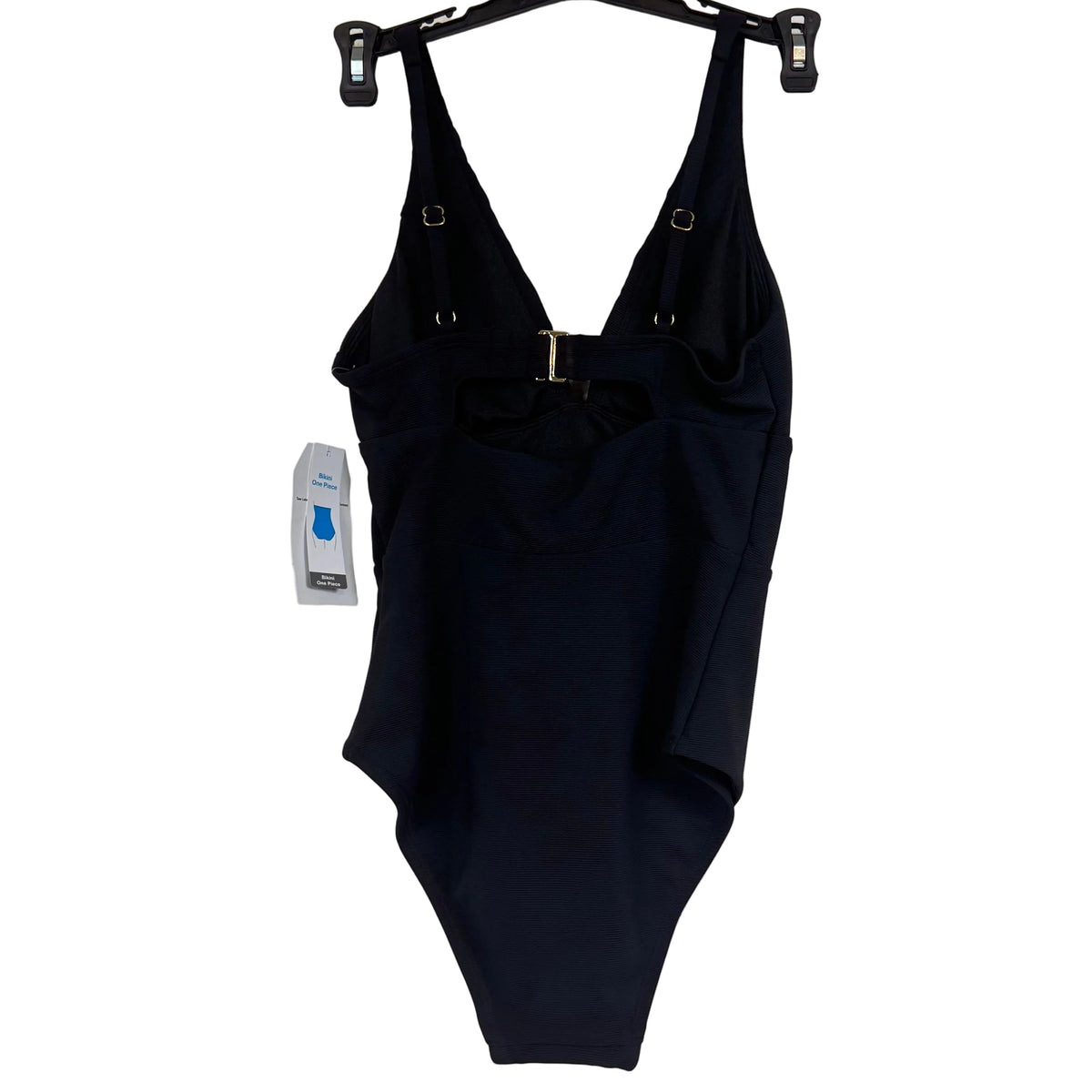 Time and Tru Women's Black Ribbed One-Piece Swimsuit Size XS - Image 2