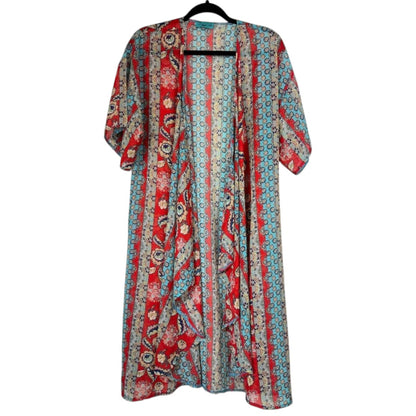 Turquoise Haven Women's Size Medium Open Front Kimono - Image 1