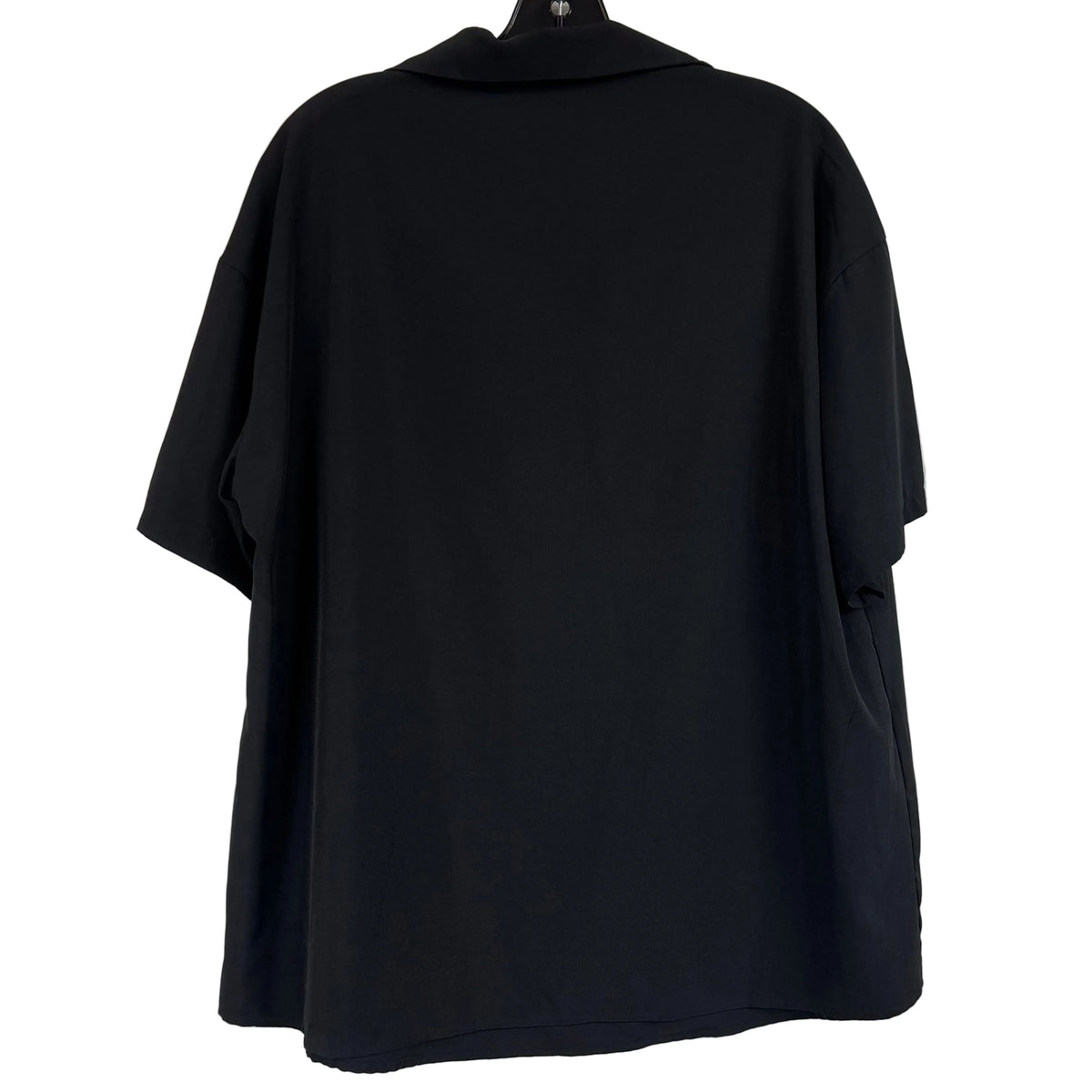 Oversized Short Sleeve Button Down Shirt 1XL Black - Image 2