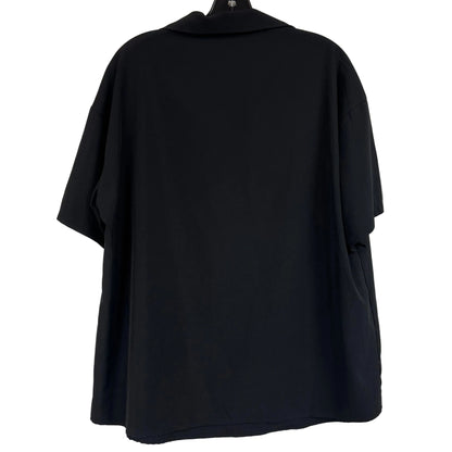 Oversized Short Sleeve Button Down Shirt 1XL Black - Image 2