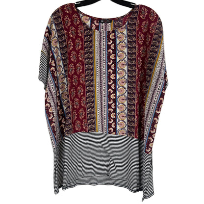 VISON Women's Patchwork Print Short Sleeve Tunic Size - Image 1