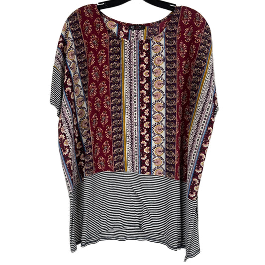 VISON Women's Patchwork Print Short Sleeve Tunic Size - Image 1