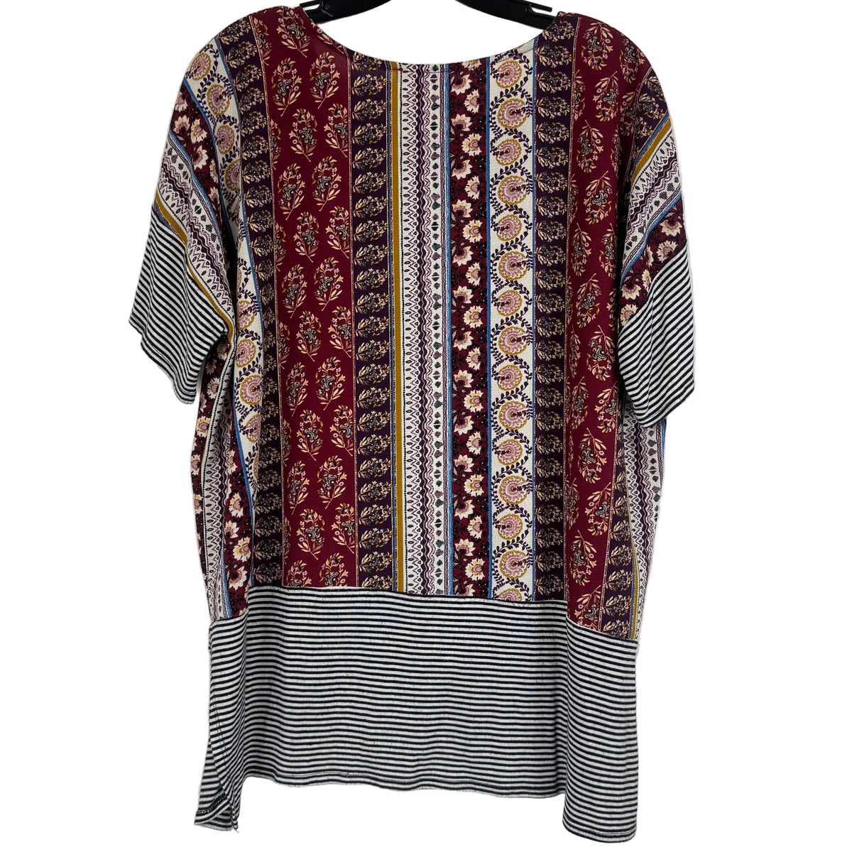 VISON Women's Patchwork Print Short Sleeve Tunic Size - Image 2