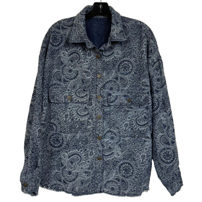 WESTFADE Women's Blue Button Up Paisley Jacquard Shirt Jacket Size Small - Image 1